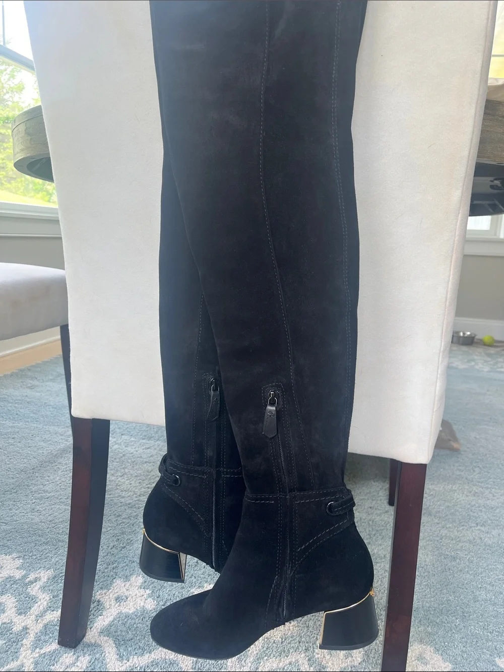 NWOT :Over the knee Tory Burch black suede boots.. never been worn! Bag included